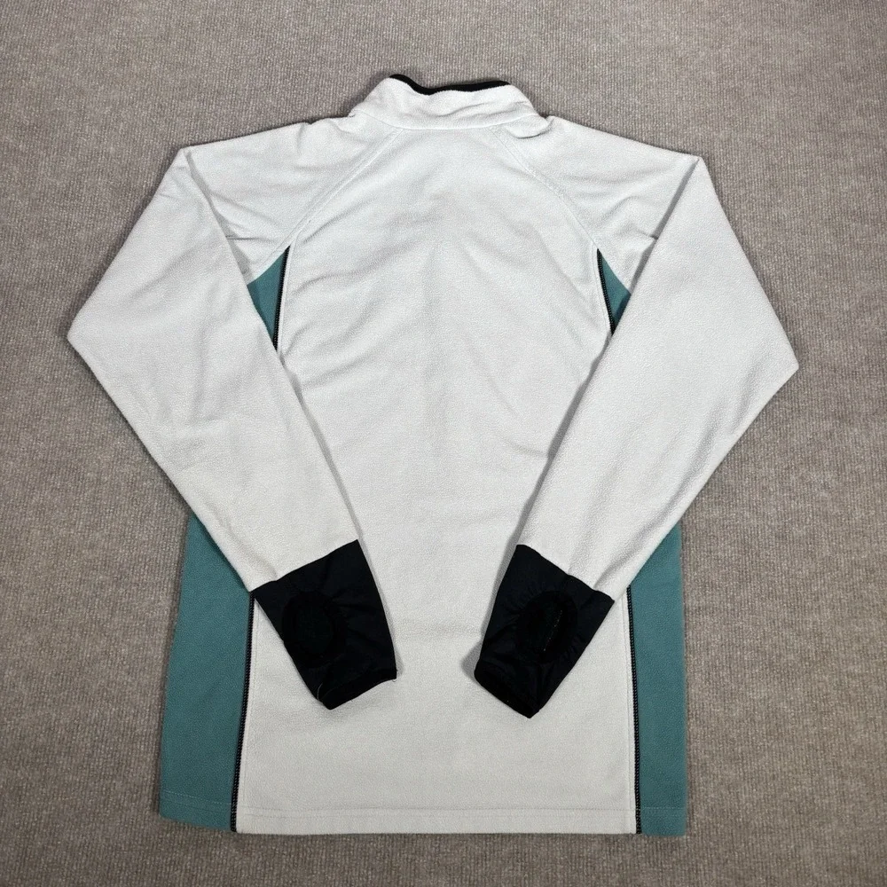 Vintage Nike‎ 1/4 Zip Pullover Womens M White Teal Fleece NikeFit Athletic 90s